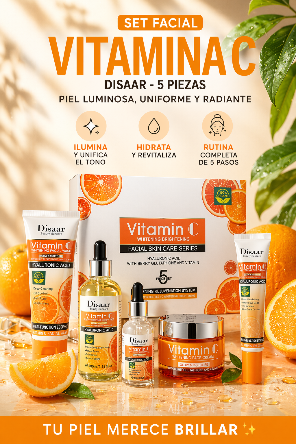 Set Facial Vitamina C Disaar 5 Piezas